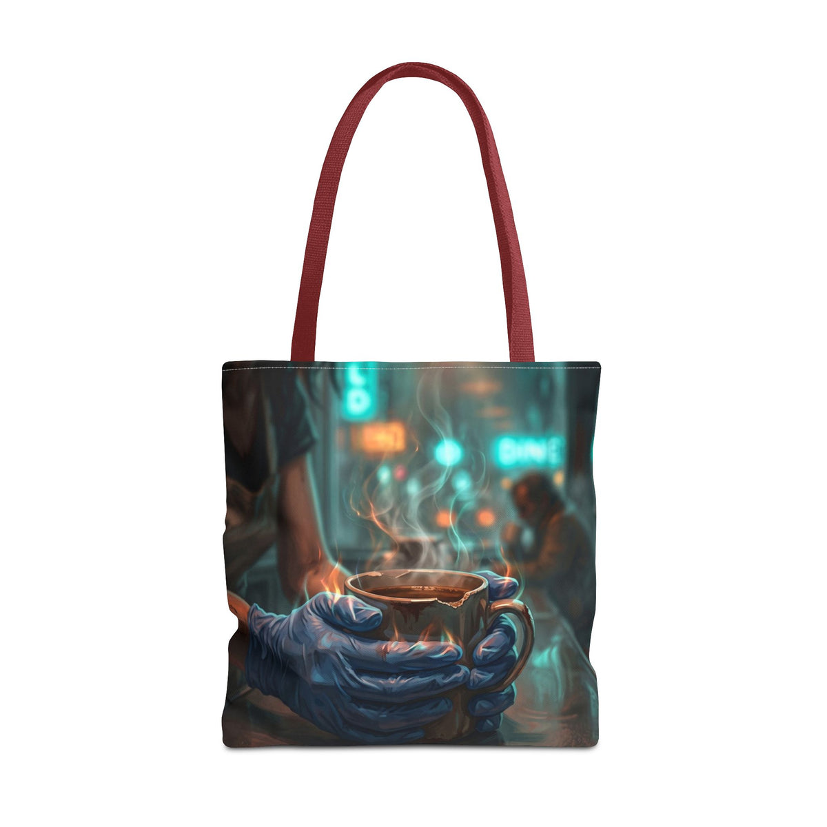 Cold Hands Warm Cup Tote Bag - Cozy Noir Diner Book Bag