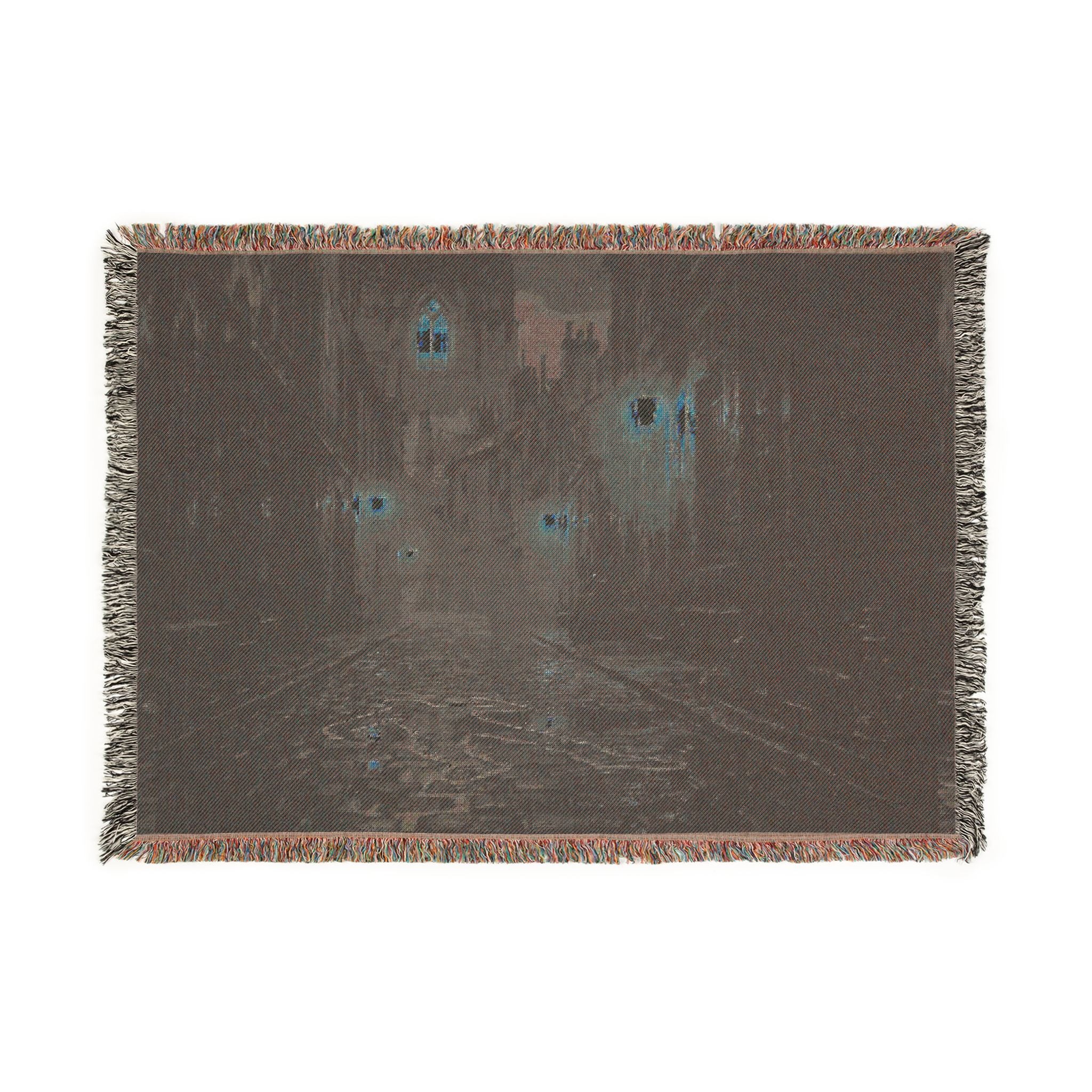 Candlelit Church Path Woven Blanket — Quiet Evening Prayer Throw