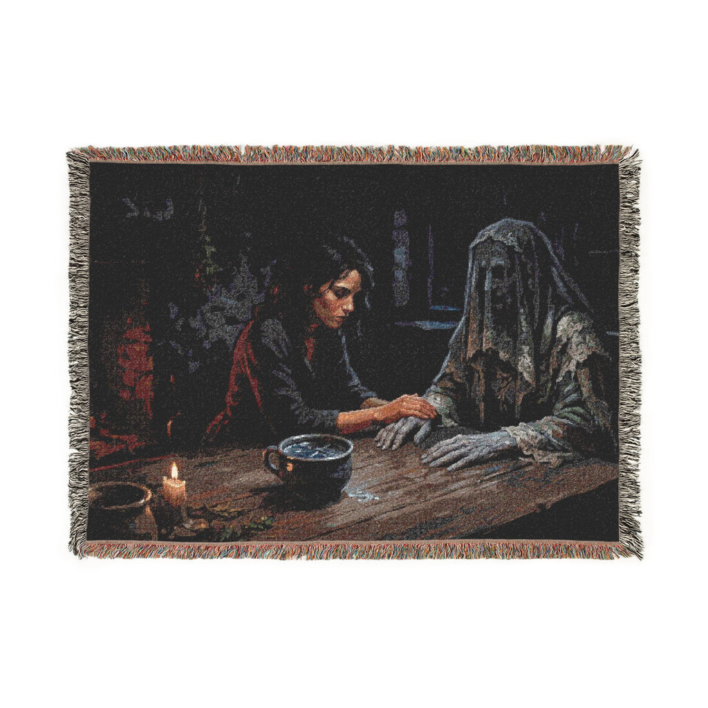 Shadowed Candlelight Woven Blanket — Witchy Occult Throw
