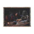 Shadowed Candlelight Woven Blanket — Witchy Occult Throw