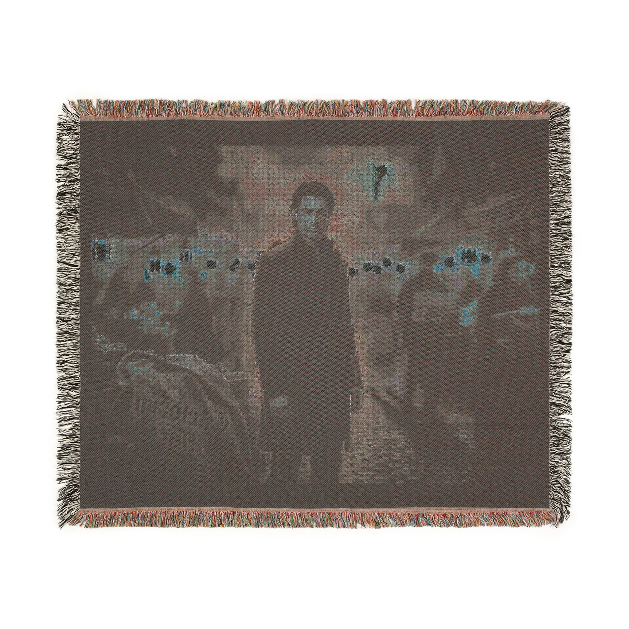 Demon in the Crowd Woven Blanket