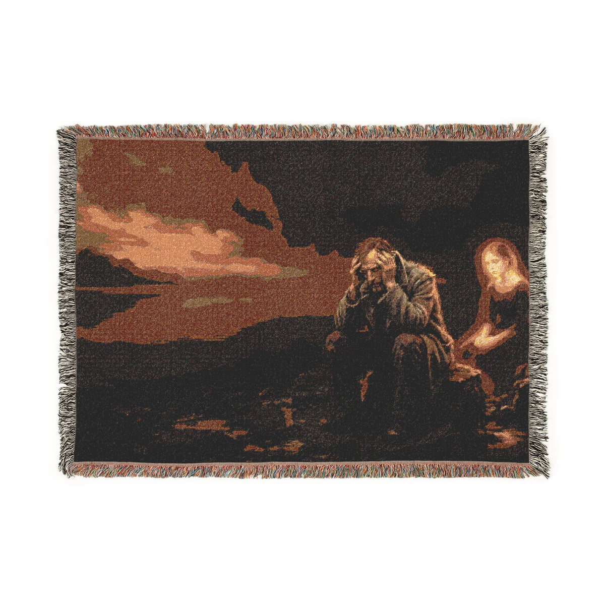Mystic Night Woven Blanket — Surreal Moonlit Landscape Throw