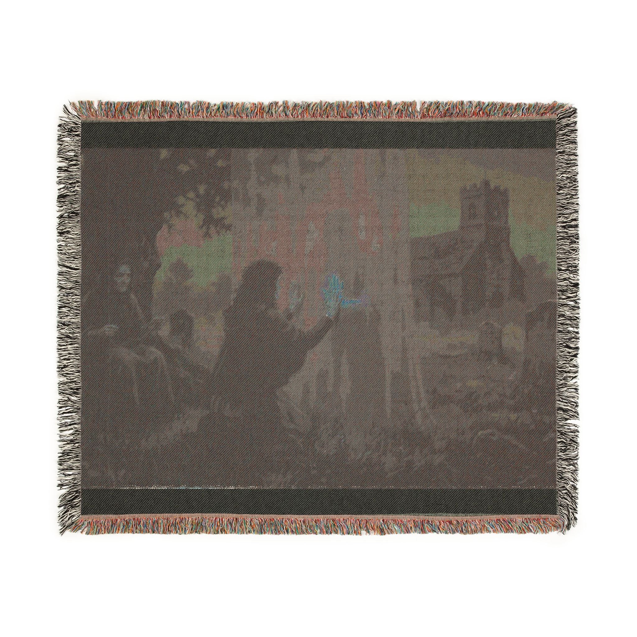 Woven Blanket - Gothic Lantern Night Scene Throw Blanket