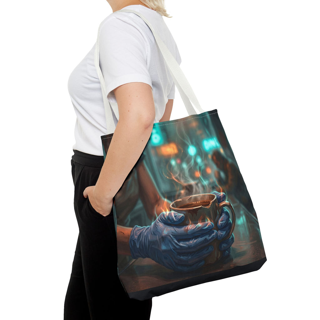 Cold Hands Warm Cup Tote Bag - Cozy Noir Diner Book Bag