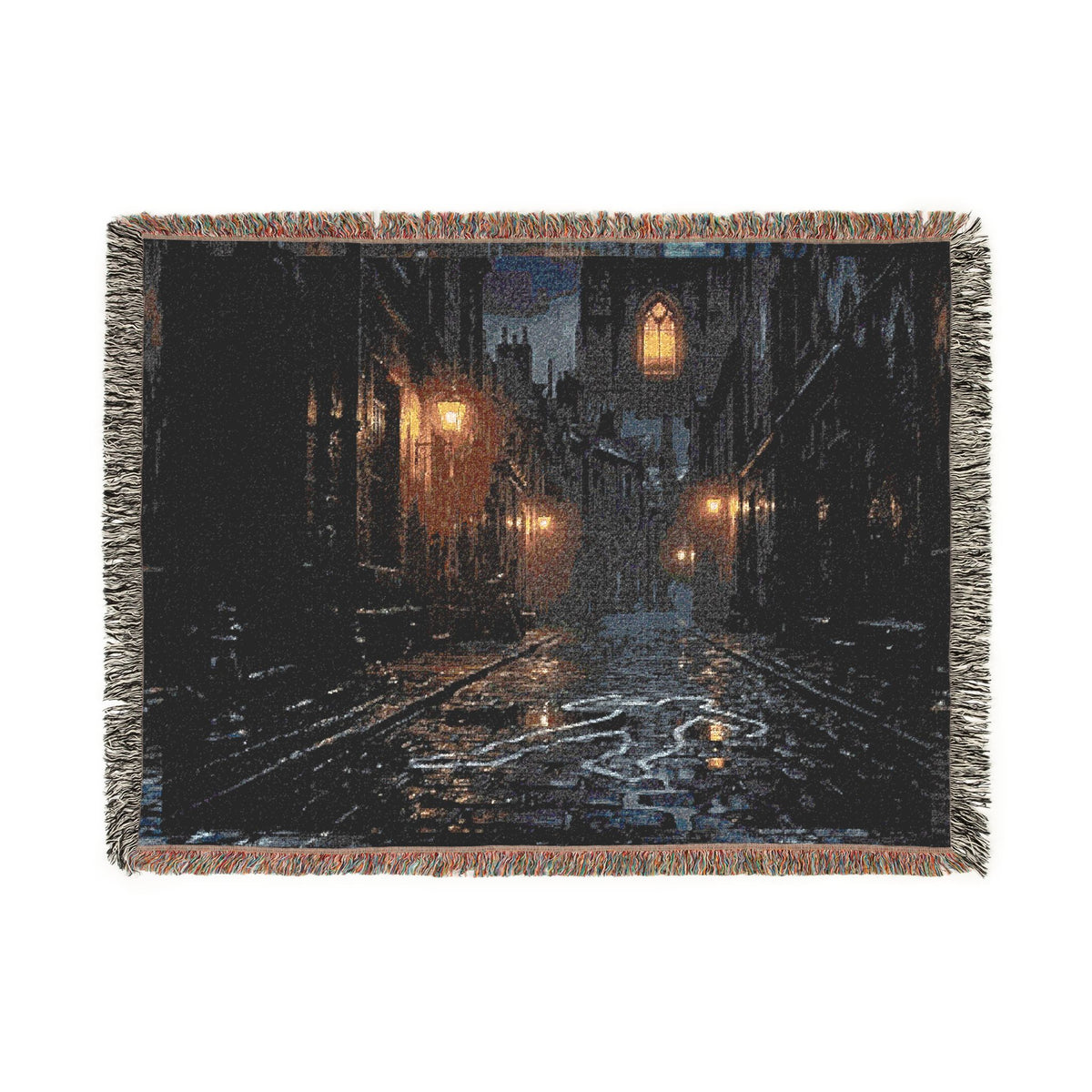 Candlelit Church Path Woven Blanket — Quiet Evening Prayer Throw