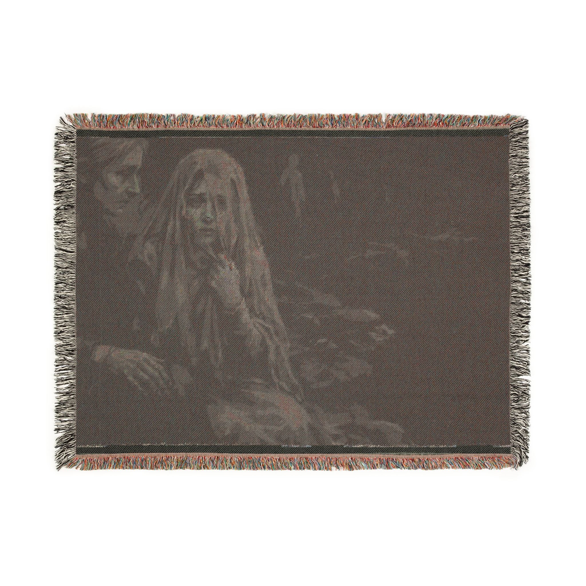 Haunting Woman Tapestry Blanket – Gothic Woven Throw for Dark Home Decor