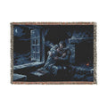 Moonlit Window Woven Blanket — Romantic Vintage Couple Throw