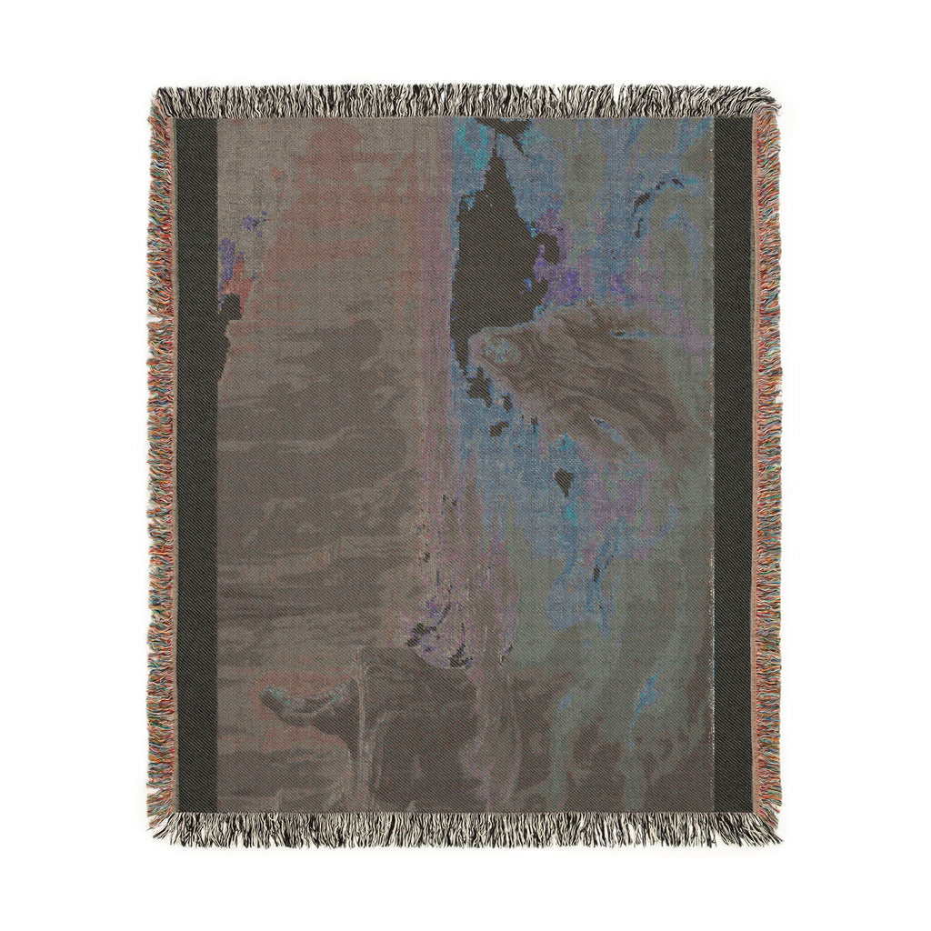 Mythic Sea Woven Blanket — Odin and Valkyrie Nordic Landscape Throw