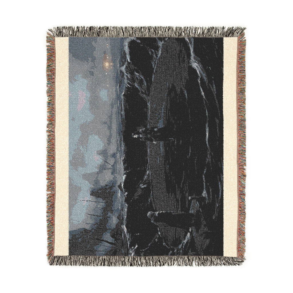 Ocean Night Woven Blanket — Moody Seascape Throw for Coastal Decor & Gift