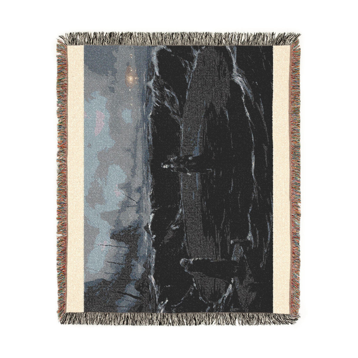 Ocean Night Woven Blanket — Moody Seascape Throw for Coastal Decor & Gift