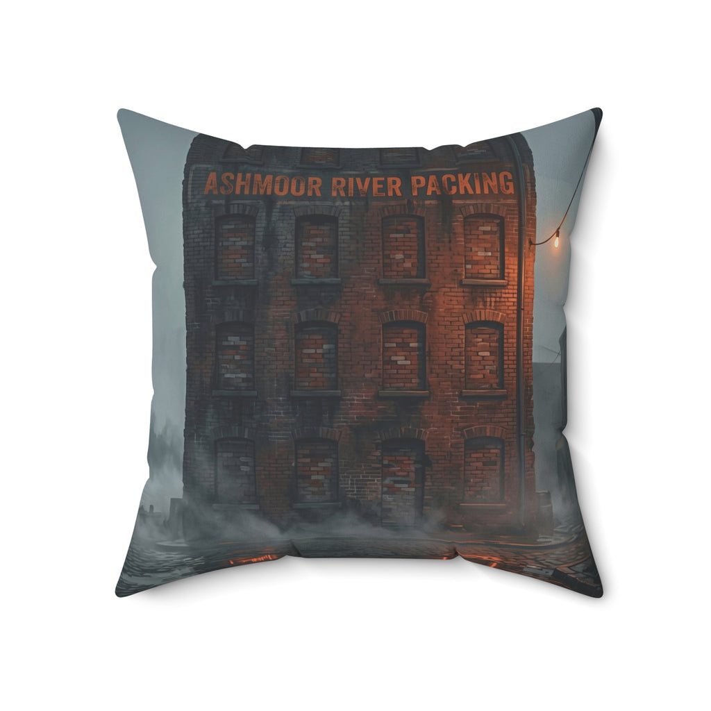 Ashmoor River Packing Throw Pillow - Gothic Industrial Accent Cushion