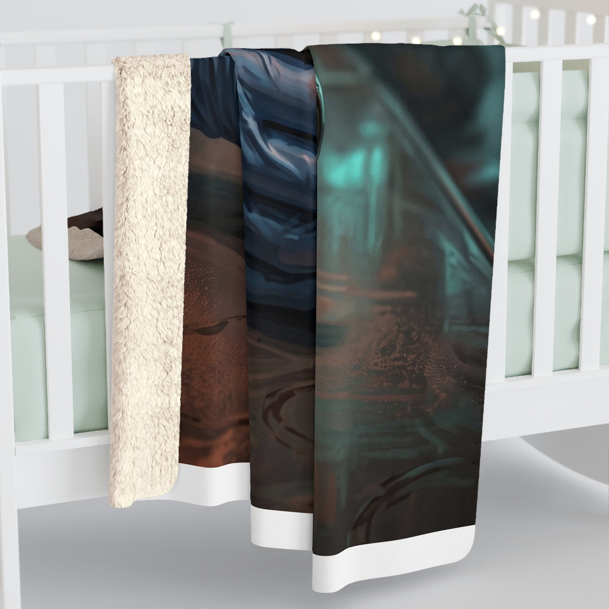 Cold Hands Warm Cup Sherpa Fleece Blanket - Cozy Noir Diner Throw