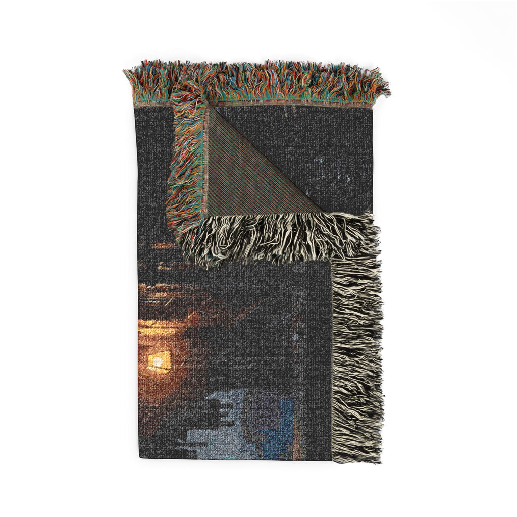 Candlelit Church Path Woven Blanket — Quiet Evening Prayer Throw