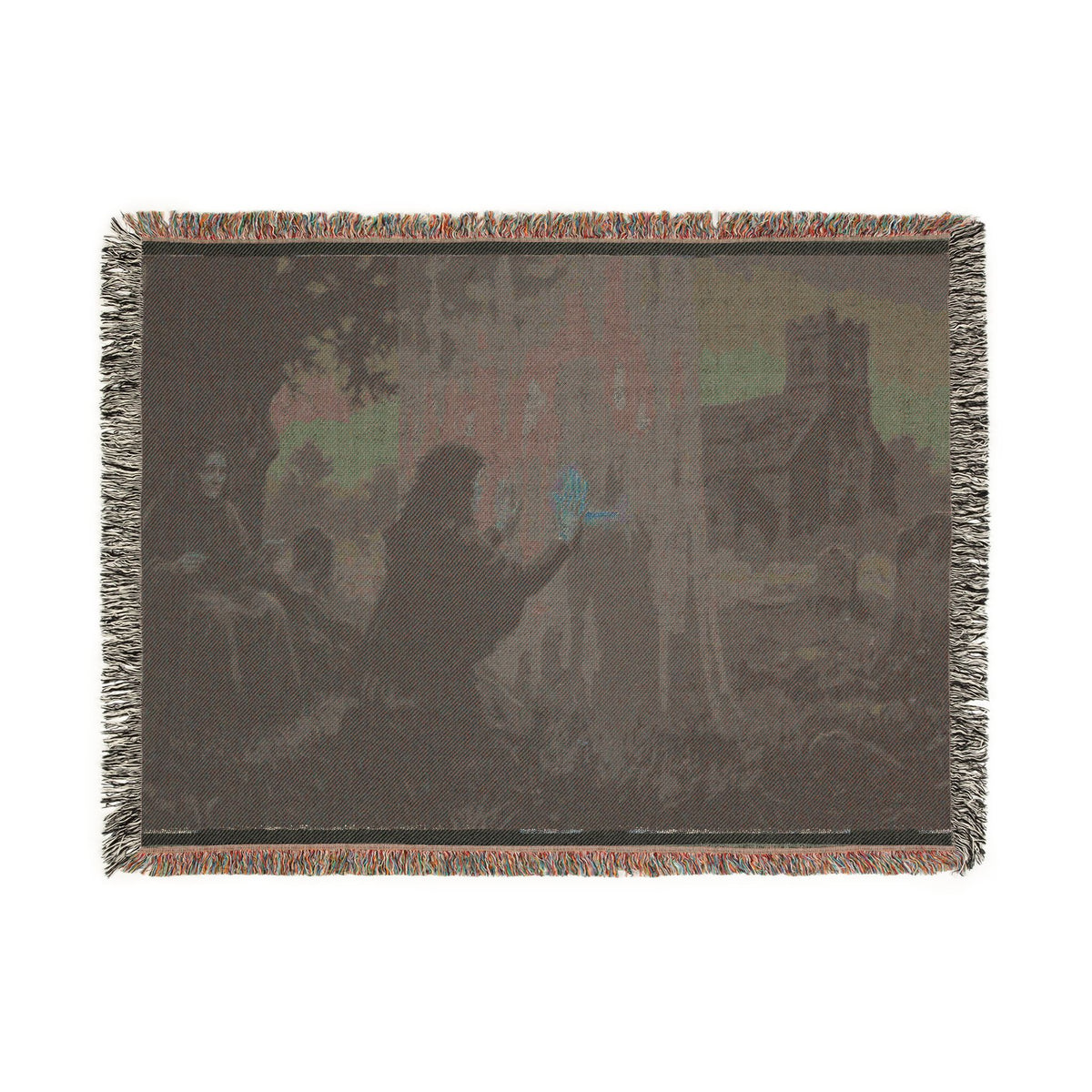 Woven Blanket - Gothic Lantern Night Scene Throw Blanket