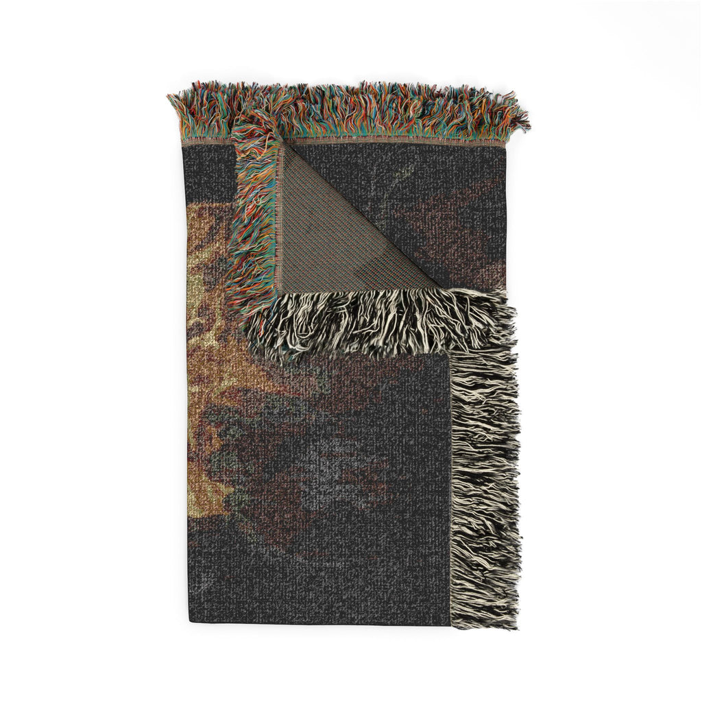 Fire and Smoke Woven Blanket — Dramatic Abstract Fireplace Throw