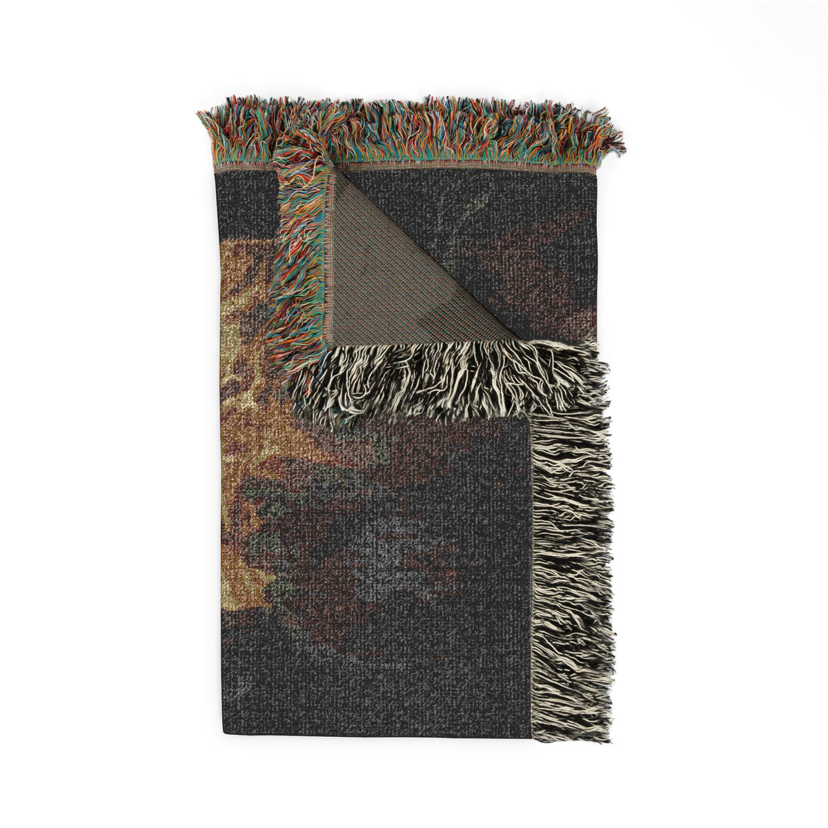 Fire and Smoke Woven Blanket — Dramatic Abstract Fireplace Throw