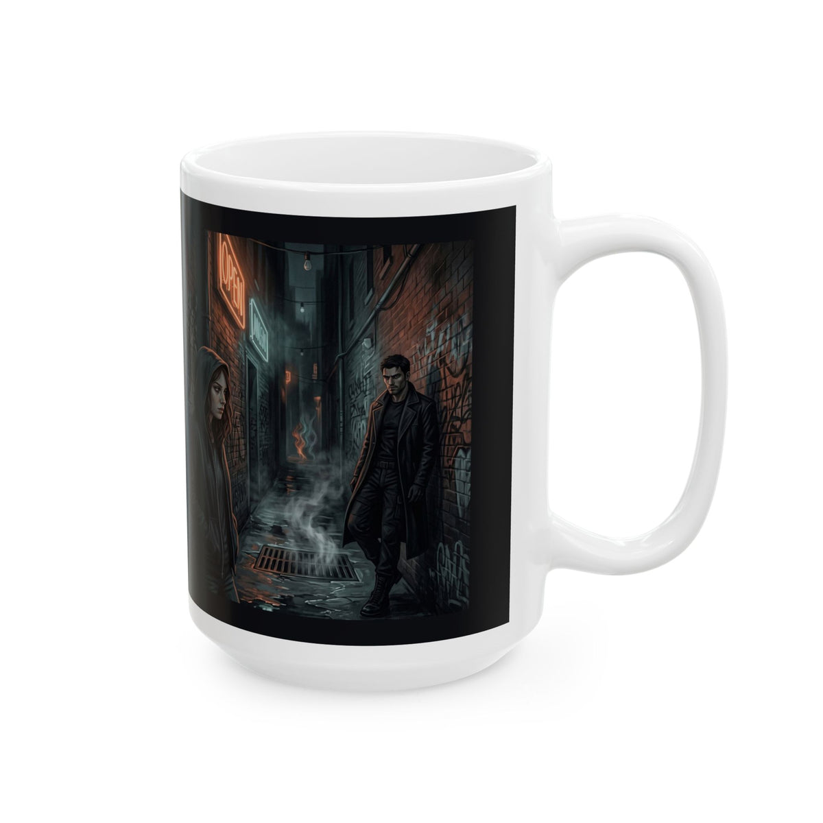 The Hunters Alley Ceramic Mug - Neon Noir Dark Romance Coffee Cup