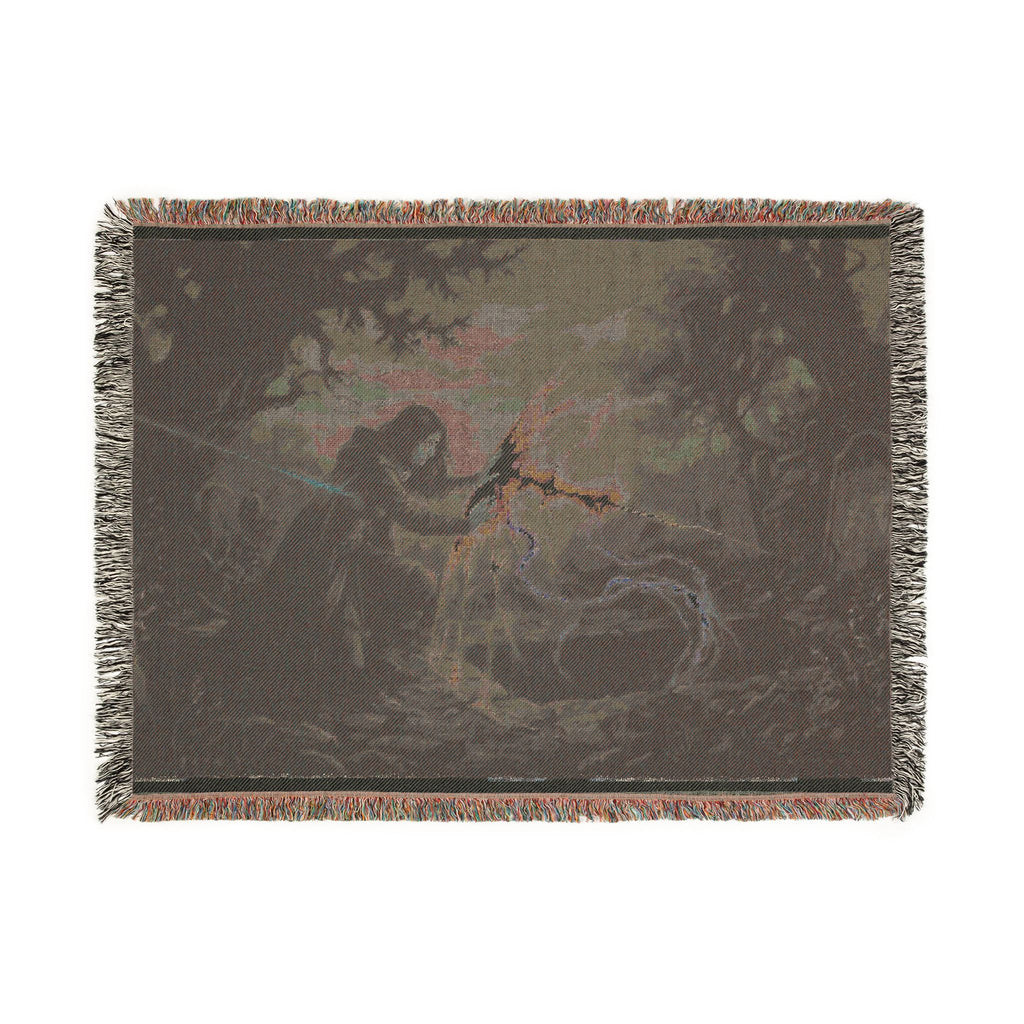 Dragon Knight Woven Blanket – Fantasy Battle Tapestry Throw