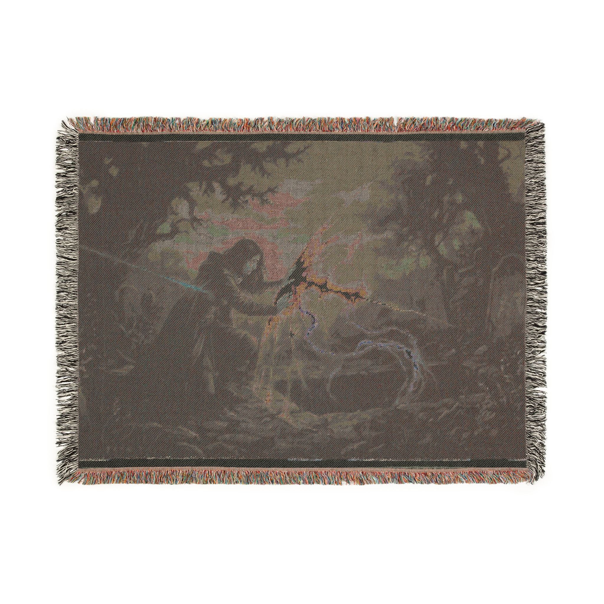 Dragon Knight Woven Blanket – Fantasy Battle Tapestry Throw