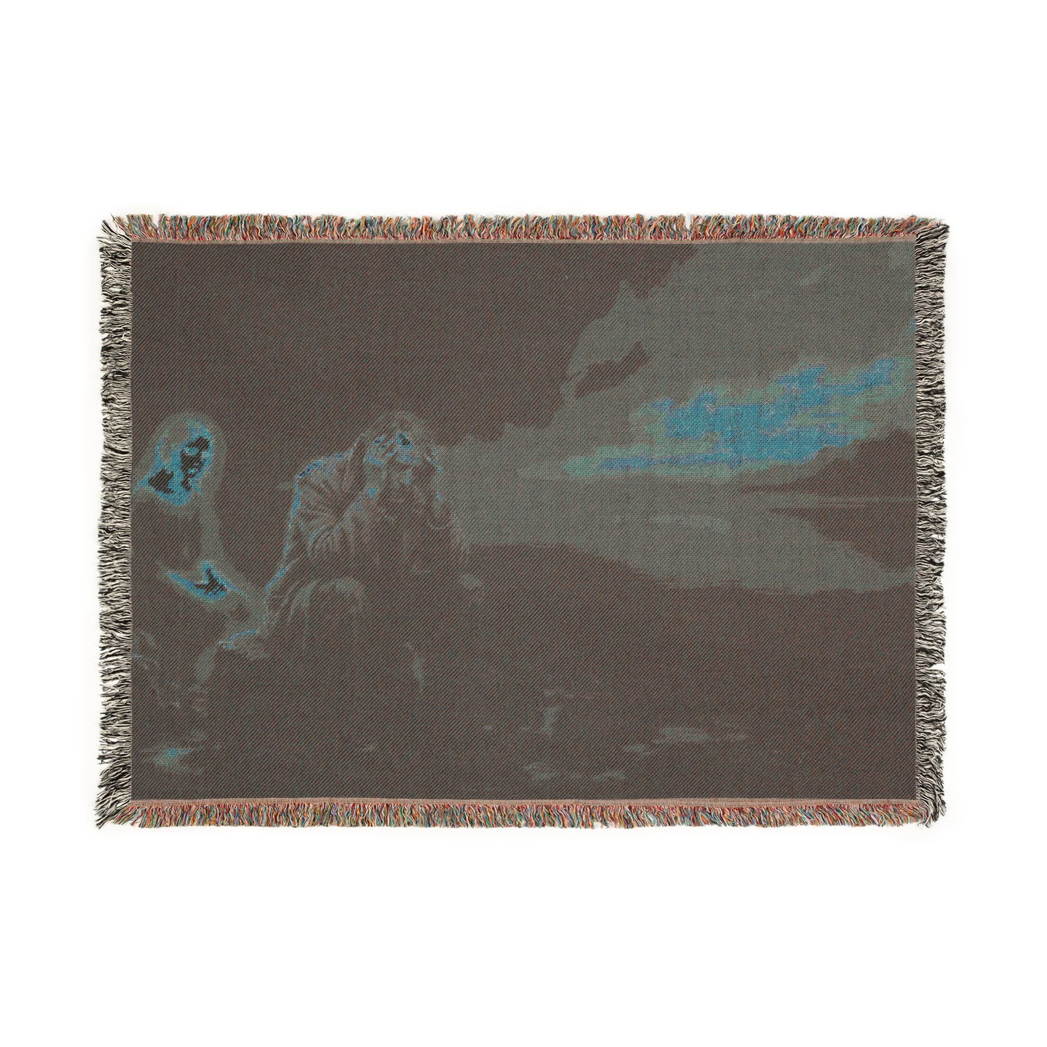 Mystic Night Woven Blanket — Surreal Moonlit Landscape Throw