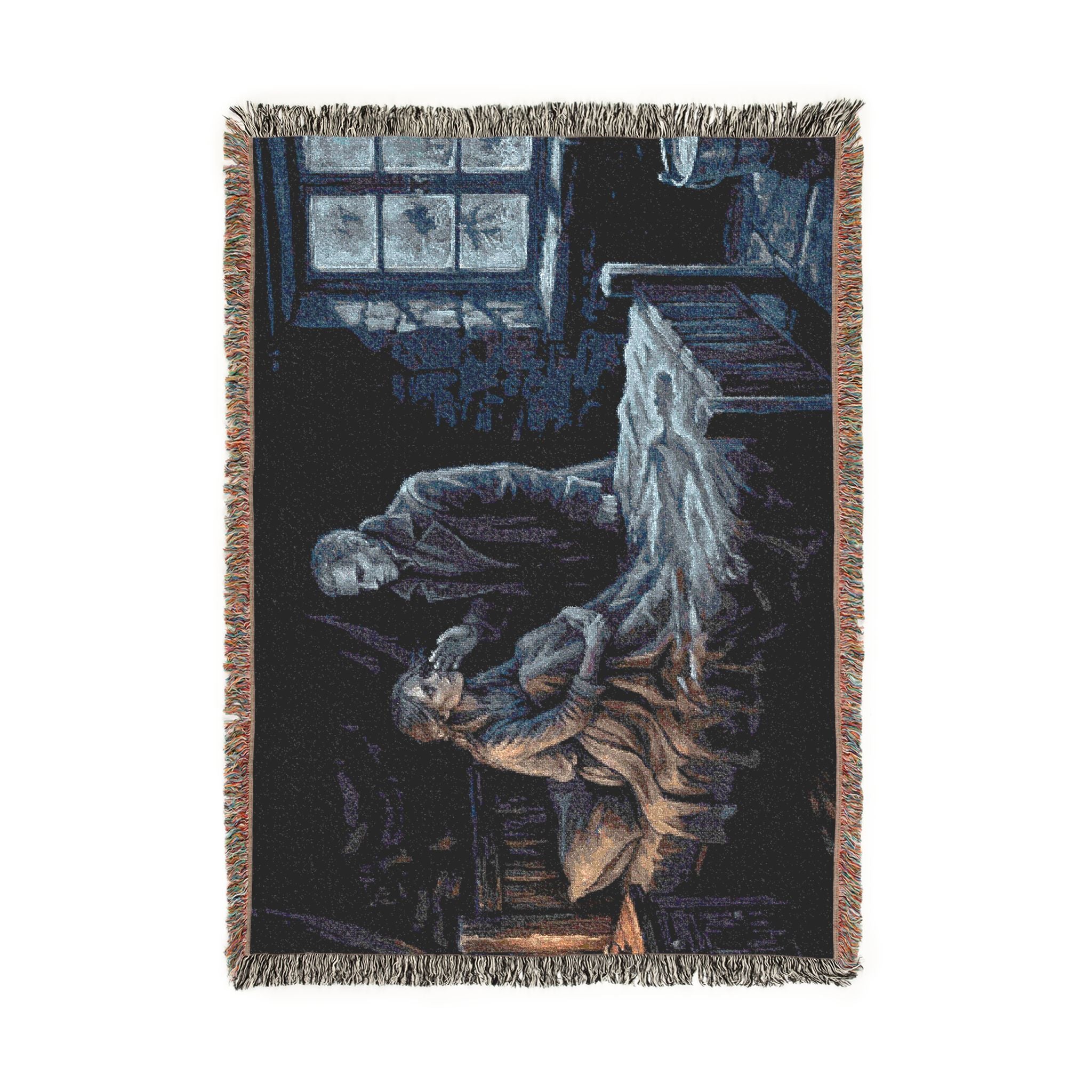 Candlelit Interior Woven Blanket — Victorian Dark Romance Throw