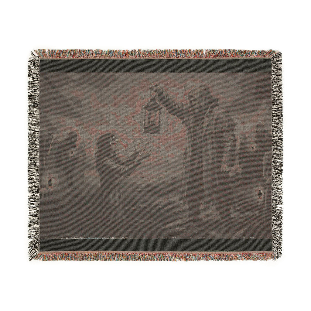 Lantern Light Woven Blanket — Gothic Reaching Hands Occult Throw