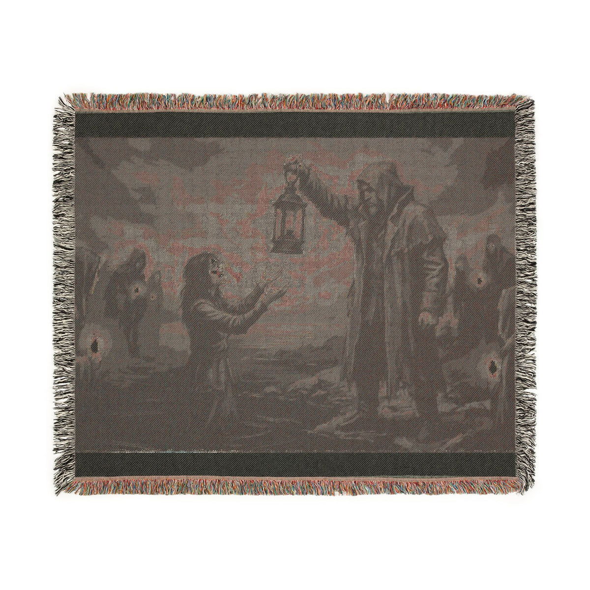 Lantern Light Woven Blanket — Gothic Reaching Hands Occult Throw