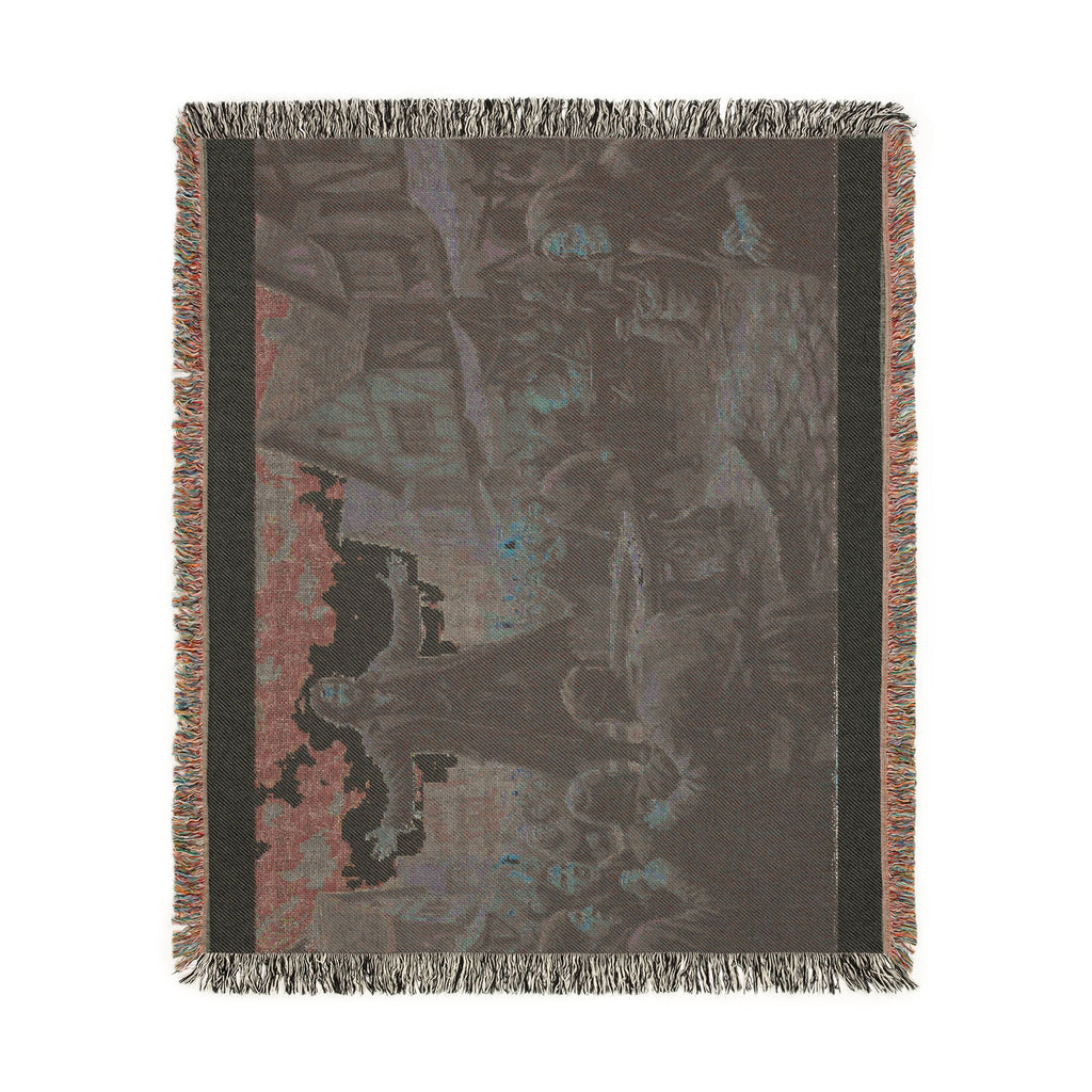 Medieval Town Woven Blanket — Renaissance Dark Fantasy Throw