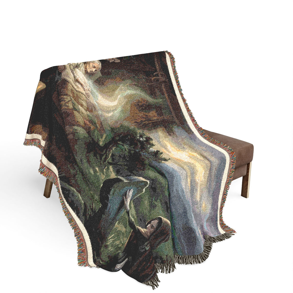 Nativity Scene Woven Throw Blanket — Classic Christmas Religious Home Decor