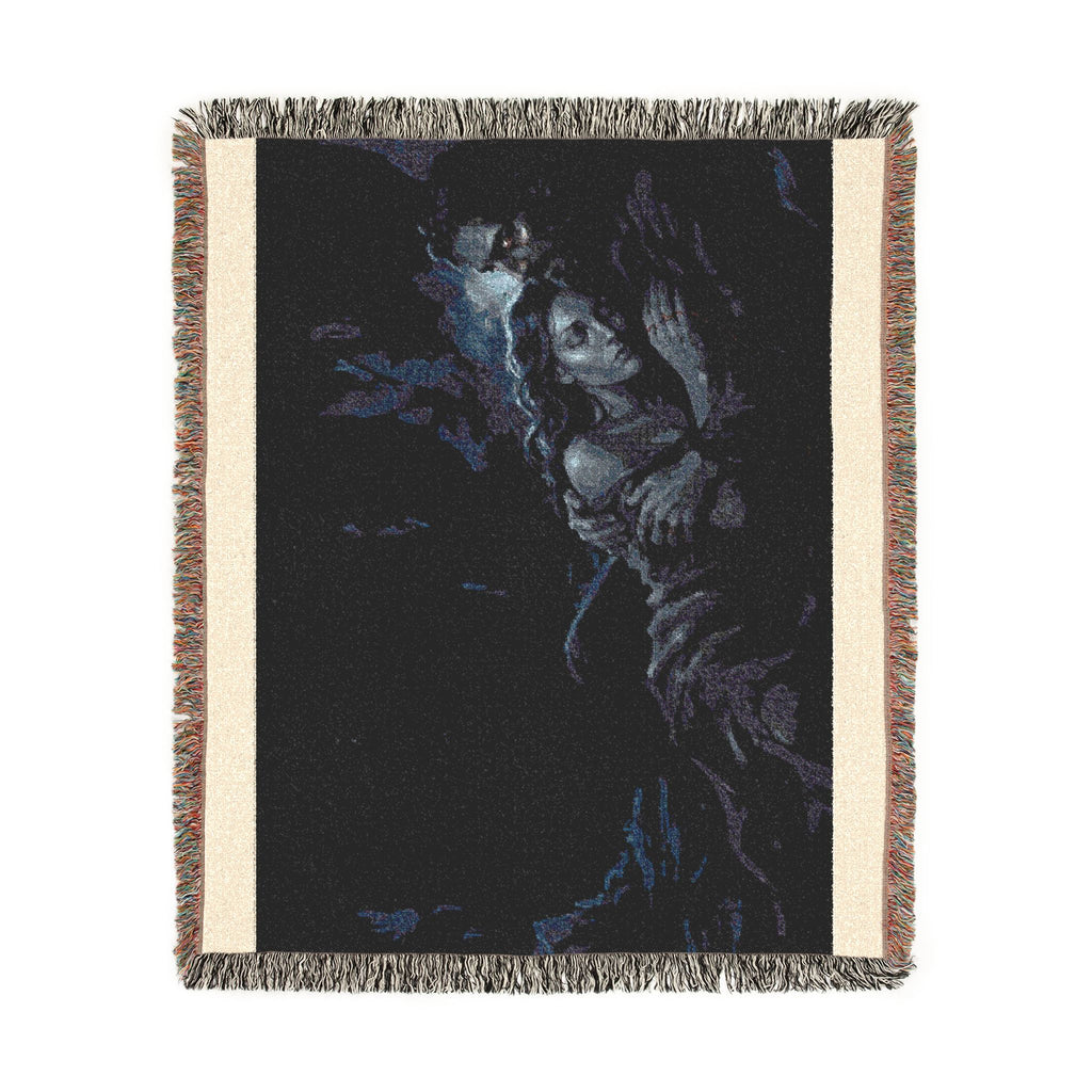 Moonlit Embrace Woven Blanket — Gothic Lovers Frostbound Night Throw