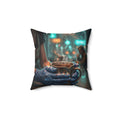 Cold Hands Warm Cup Throw Pillow - Cozy Noir Diner Accent Cushion