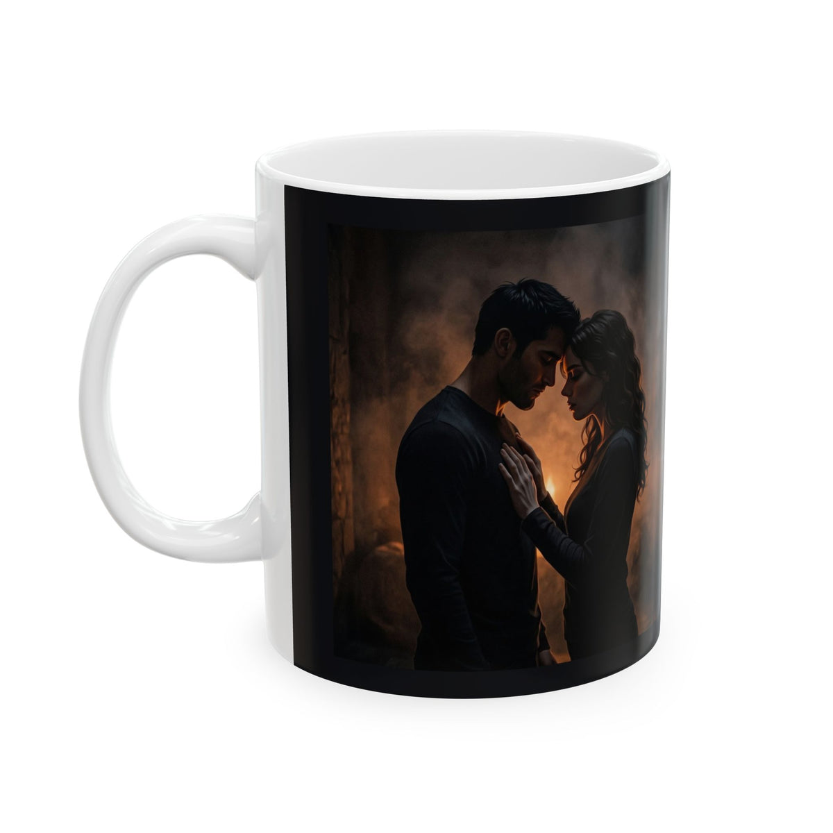 Two Shadows One Flame Ceramic Mug - Dark Romance Coffee Cup