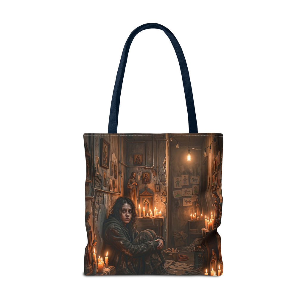 Candlelit Vigil Tote Bag - Gothic Shrine Dark Romance Book Bag