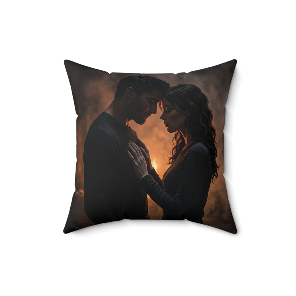 Two Shadows One Flame Throw Pillow - Dark Romance Accent Cushion