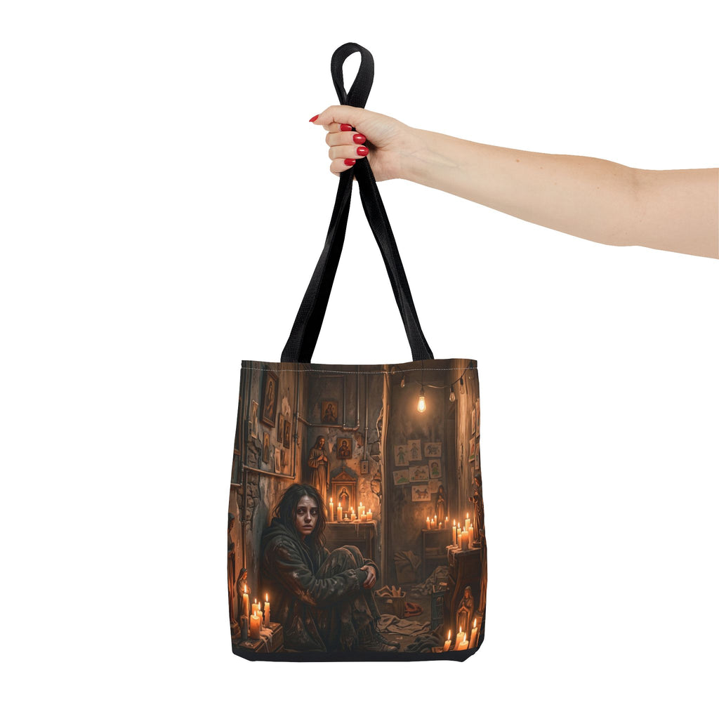 Candlelit Vigil Tote Bag - Gothic Shrine Dark Romance Book Bag