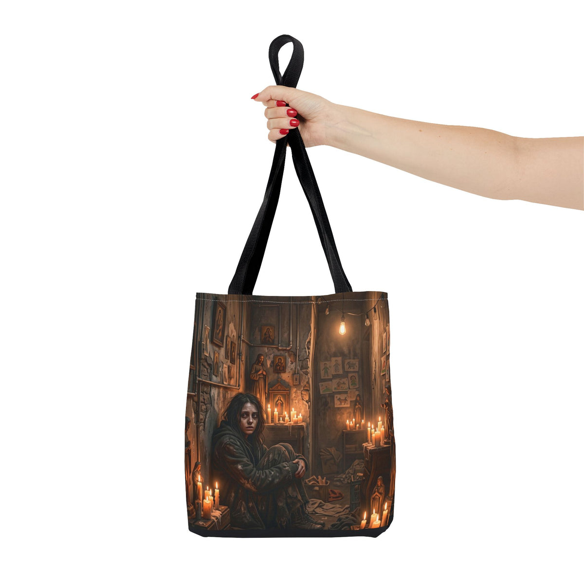 Candlelit Vigil Tote Bag - Gothic Shrine Dark Romance Book Bag