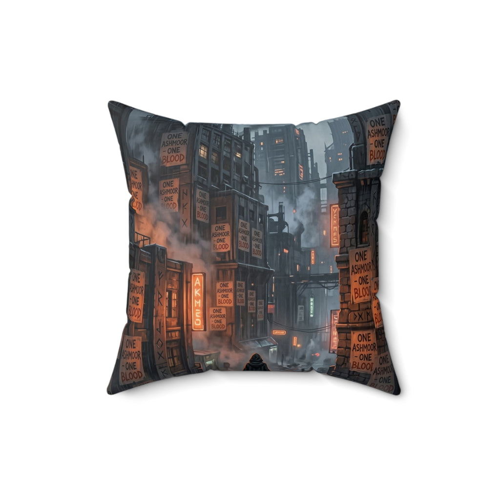 One Ashmoor One Blood Throw Pillow - Dark Fantasy City Accent Cushion