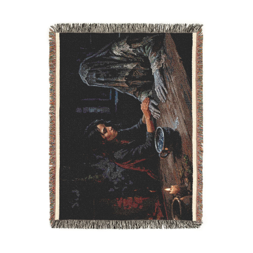 Shadowed Candlelight Woven Blanket — Witchy Occult Throw