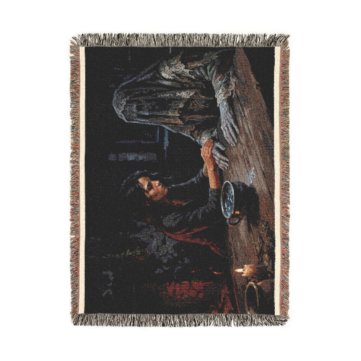 Shadowed Candlelight Woven Blanket — Witchy Occult Throw