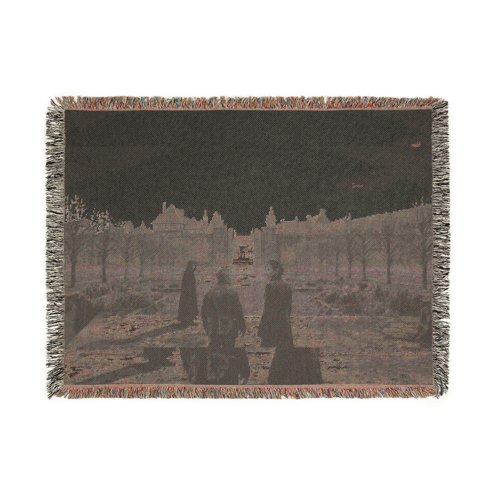 Gothic Castle Scene Woven Blanket — Vintage Travelers Tapestry Throw