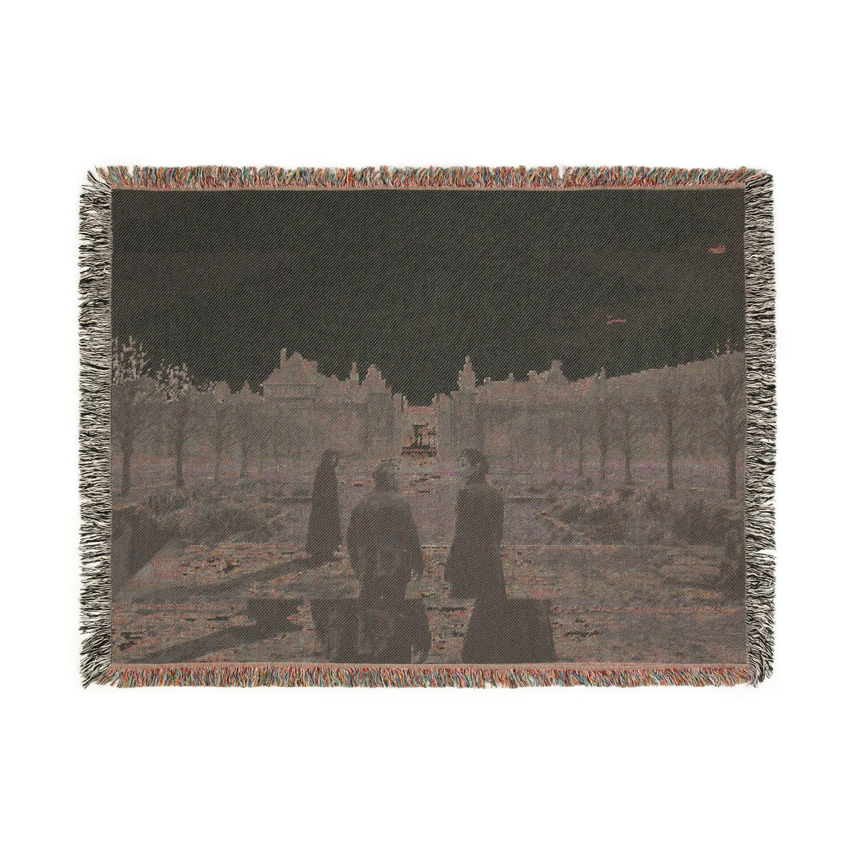 Gothic Castle Scene Woven Blanket — Vintage Travelers Tapestry Throw