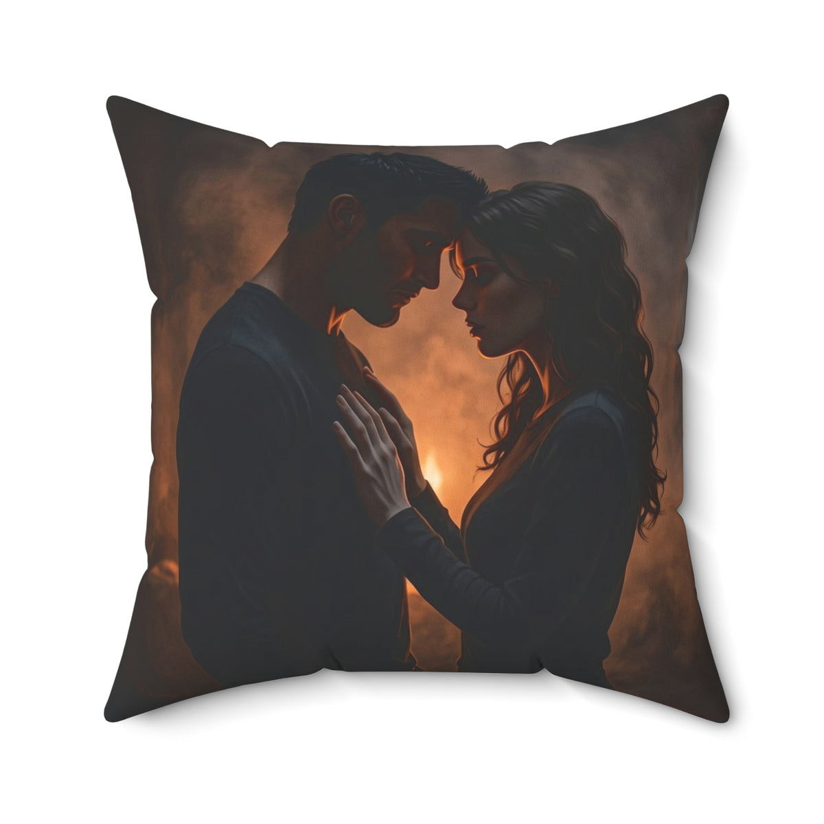 Two Shadows One Flame Throw Pillow - Dark Romance Accent Cushion