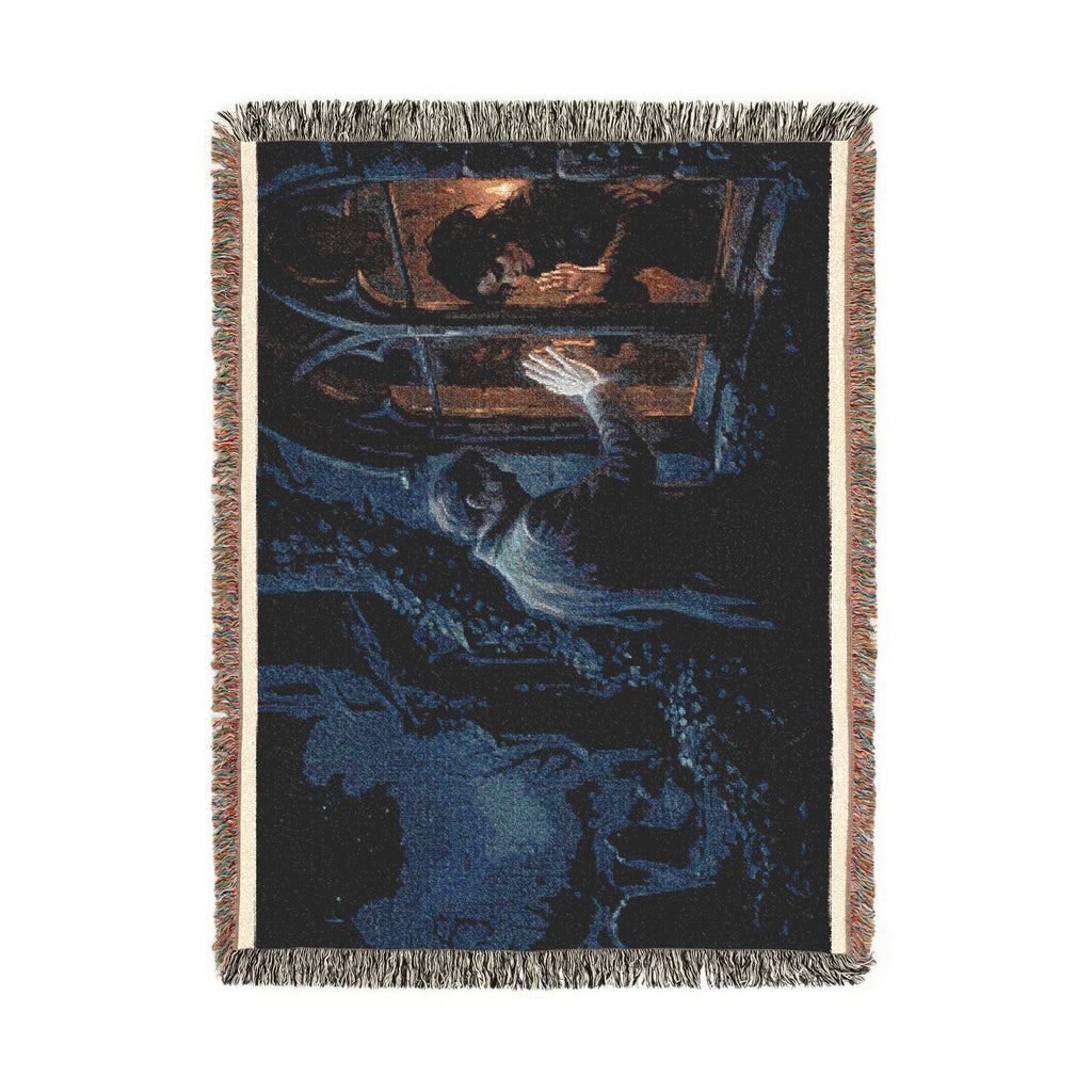 Gothic Cathedral Woven Blanket — Mystical Night Cloister Throw