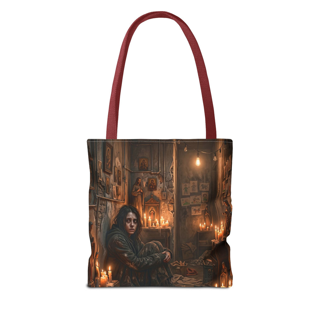 Candlelit Vigil Tote Bag - Gothic Shrine Dark Romance Book Bag