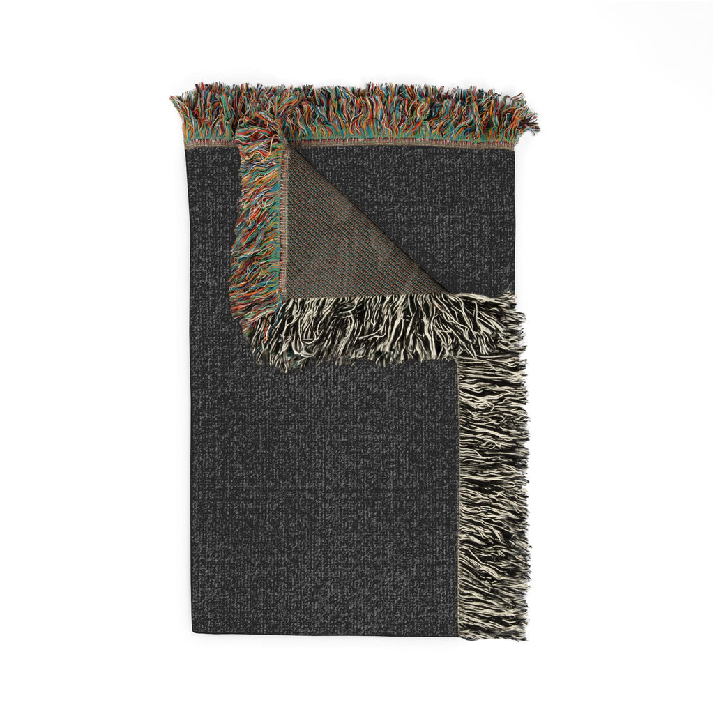 Night Forest Woven Blanket — Cozy Dark Woodland Throw with Subtle Lantern Glow