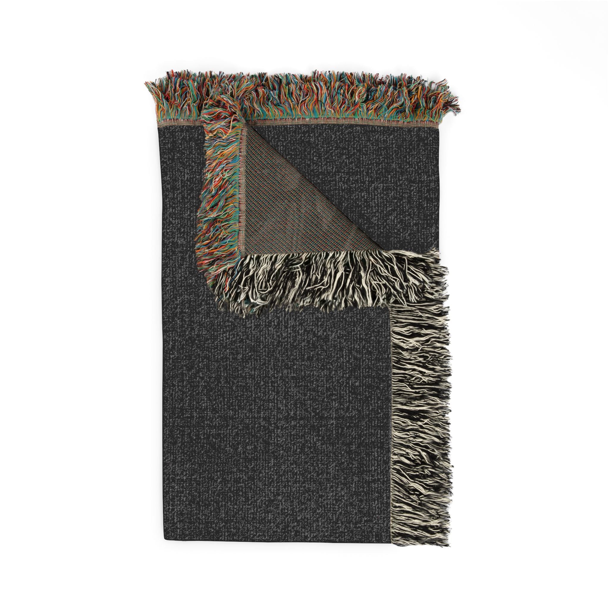Night Forest Woven Blanket — Cozy Dark Woodland Throw with Subtle Lantern Glow