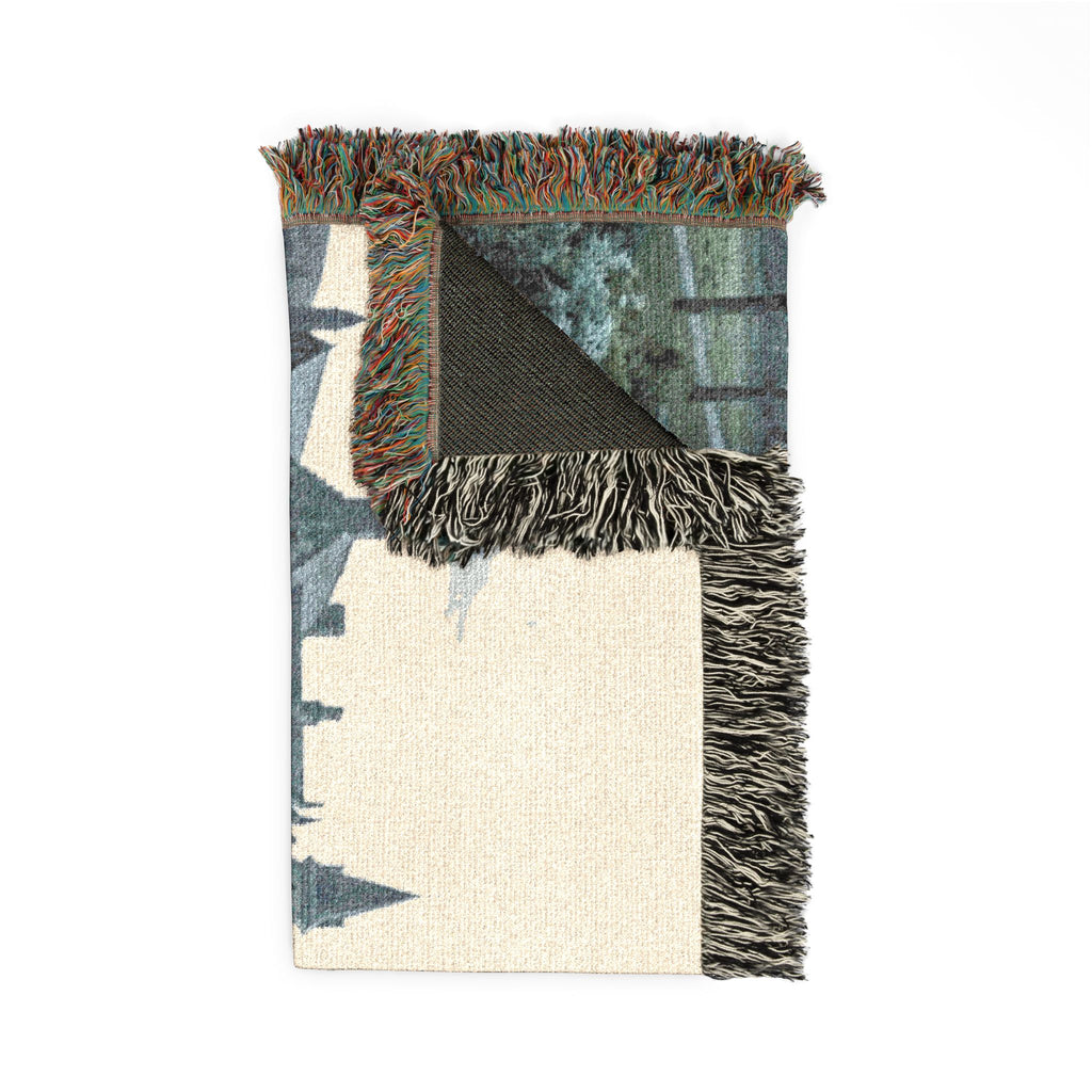 Gothic Castle Scene Woven Blanket — Vintage Travelers Tapestry Throw