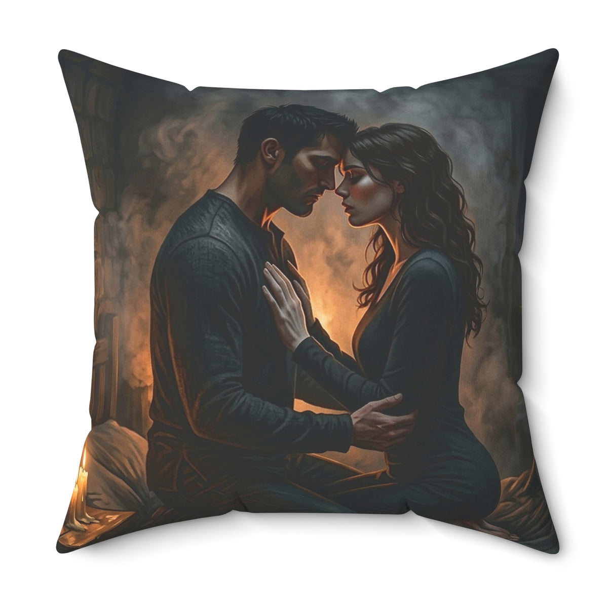 True Name Throw Pillow - Candlelit Dark Romance Accent Cushion