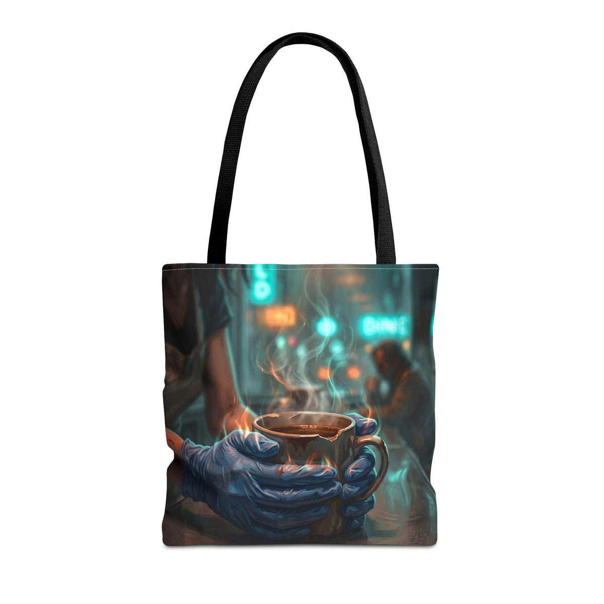 Cold Hands Warm Cup Tote Bag - Cozy Noir Diner Book Bag
