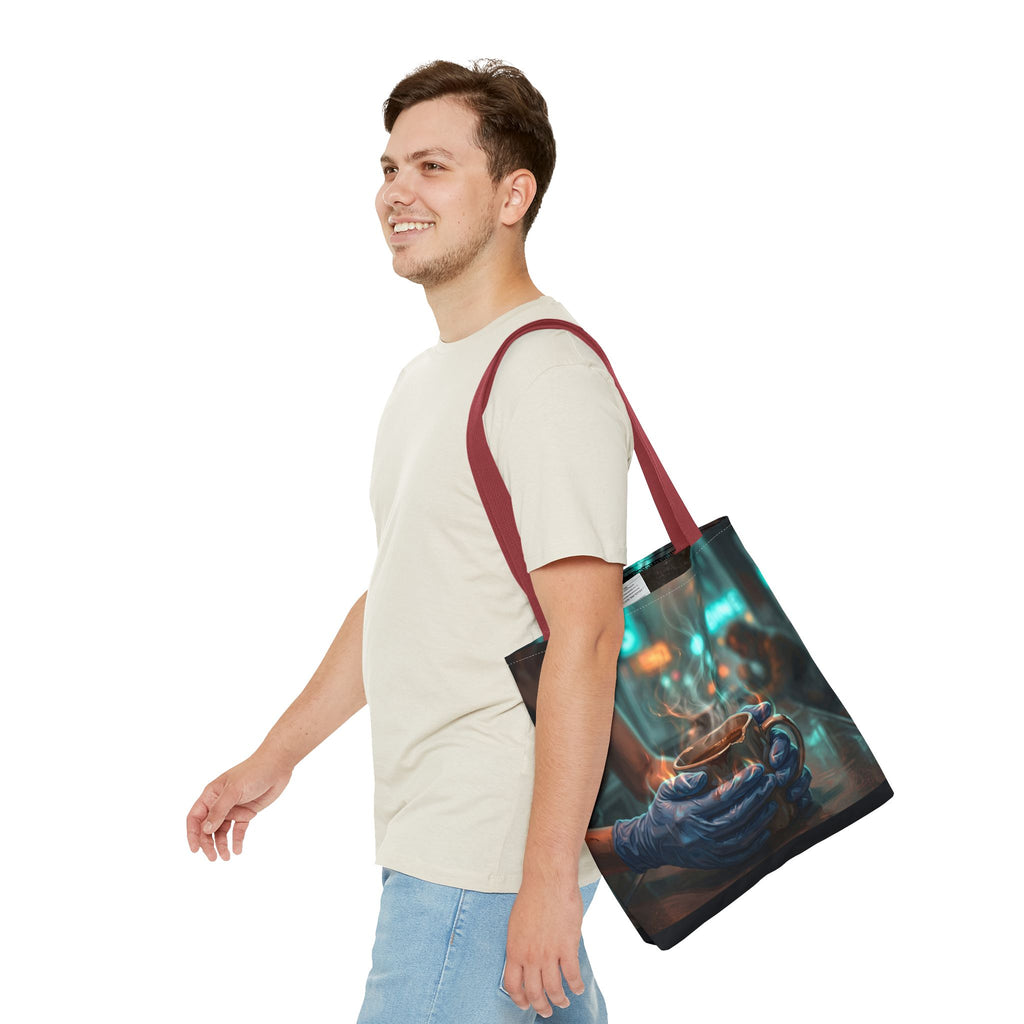 Cold Hands Warm Cup Tote Bag - Cozy Noir Diner Book Bag
